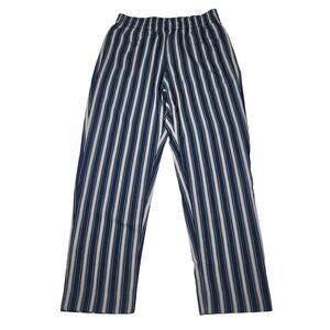 J. Crew Pull On Cotton Blend Pants Stripe Navy Blue High Rise Straight Medium 8